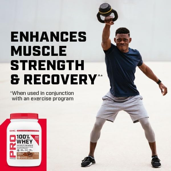 GNC Pro Performance 100% Whey Protein Powder 2.0 Fast Absorbing for Muscle Strength and Recovery Chocolate 25 Servings