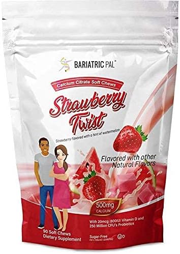 BariatricPal 90-Day Bariatric Vitamin Bundle (Multivitamin ONE 1 per Day! Capsule with 18mg Iron and Calcium Citrate Soft Chews 500mg with Probiotics - Strawberry Twist)