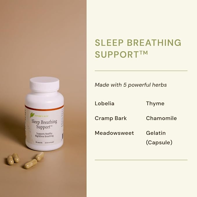 Nature's Rite Sleep Breathing Support - Natural Assistance for Better Sleep Improve Breathing Pattern 30 Capsules All-Natural Herbal Ingredients Made in USA