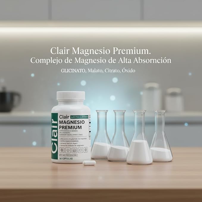 Clair Magnesio PremiumClair MagnesioNon-GMO IngredientsFree from Gluten and Soy. Vegan-Friendly90 Capsules (2pcs)