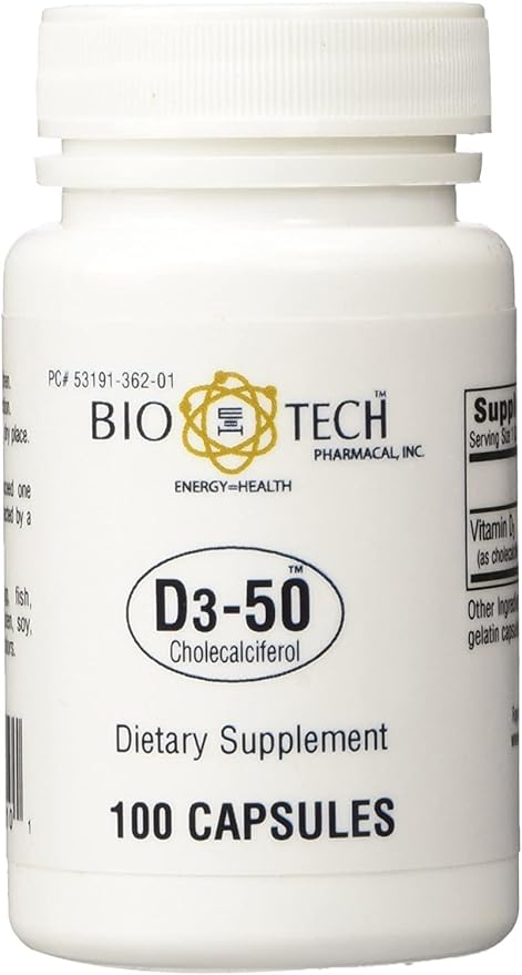 D3-50 50000iu - Bio-Tech Pharmacal - 100 Capsules - Pack of 2