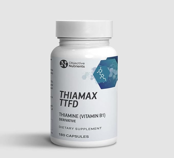 Thiamax Vitamin B1 (Thiamine TTFD) The Original No Toxic Fillers Supports Energy Metabolism High Dose Third Party Tested All Active Ingredients 100mg 180 Count