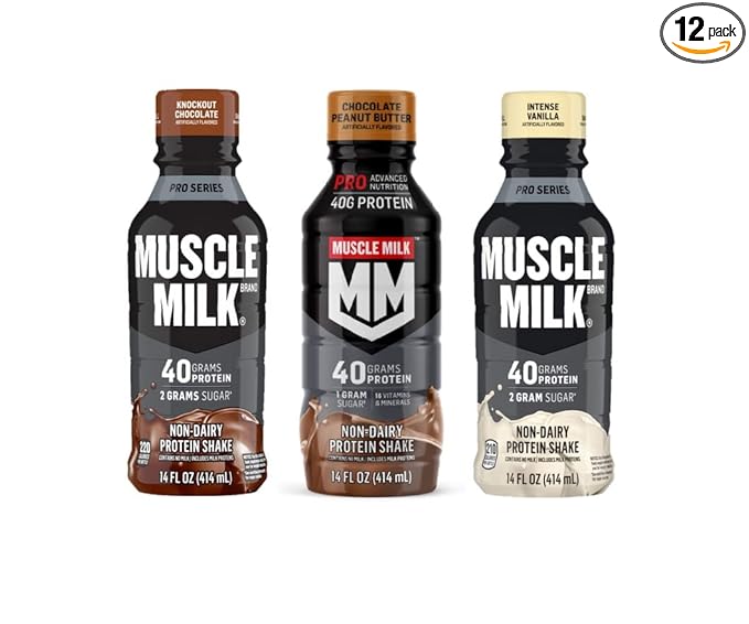 Muscle Milk Protein Shakes Series Protein Shake Multi Flavor Variety Pack 40g Protein 14 Fl Oz (3 Flavor Variety Pack of 12)