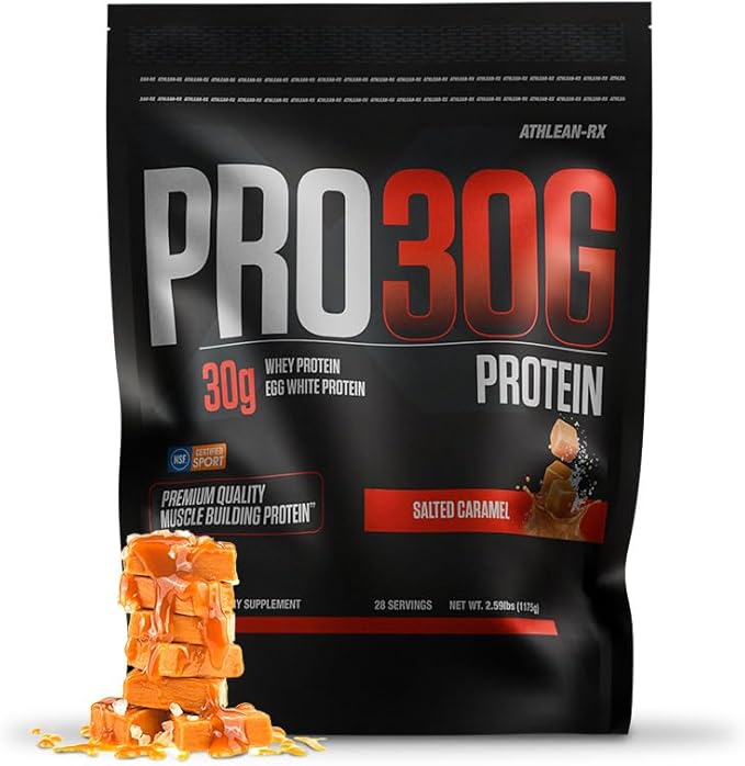 ATHLEAN-X PRO-30G Premium Whey Protein Isolate Powder Chocolate Salted Caramel Gluten-Free Low Sugar 30g of High Protein Powder for Muscle Recovery &amp Growth