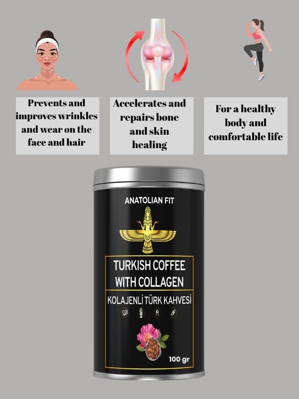 Natural Powder Collagen Coffee for Types 1-5 | Health Boosting Collagen Supplement &amp Anti-Aging Benefits 100 gr /3.53 oz