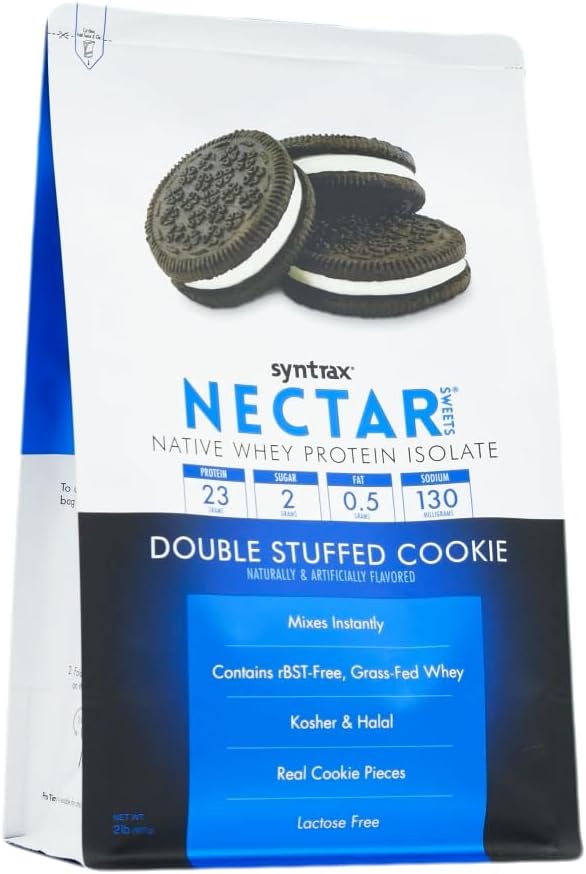 Syntrax Nutrition Nectar Sweets Whey Protein Isolate Real Cookie Pieces Double Stuffed Cookie 2 lbs.