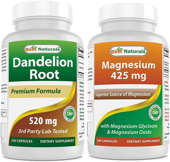 Best Naturals Dandelion Root 520 mg &amp Magnesium Glycinate 425 mg