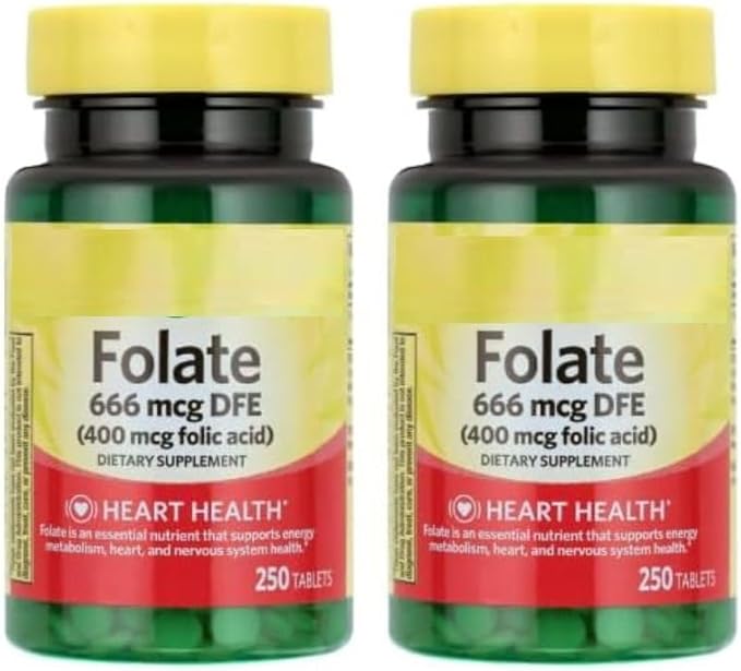 SEDLAV Folate 400 mcg Tablets – 2 Pack (250 Count Each) | Essential B9 Vitamin Supplement for Daily Wellness