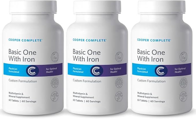 Cooper Complete - Basic One Multivitamin with Iron - Daily Multivitamin and Mineral Supplement with Iron - 60 Servings per Bottle. Pack of 3