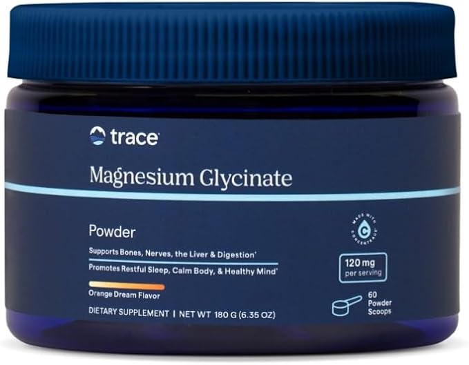 Trace Minerals Magnesium Glycinate Powder - Daily Magnesium Powder for Sleep Support - Calming Bedtime Drink - Natural &amp Gentle - Orange Dream - 180g (60 Servings)