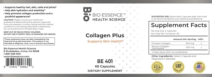 Bio Essence Collagen Plus Supports Healthy Hair Skin Nails and Joints