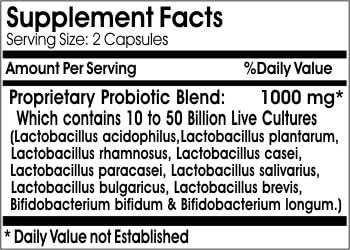 Probiotic X 1000mg / 10 to 50 Billion Live Probiotic Cultures // 100 Capsules // Pure // by PureControl Supplements