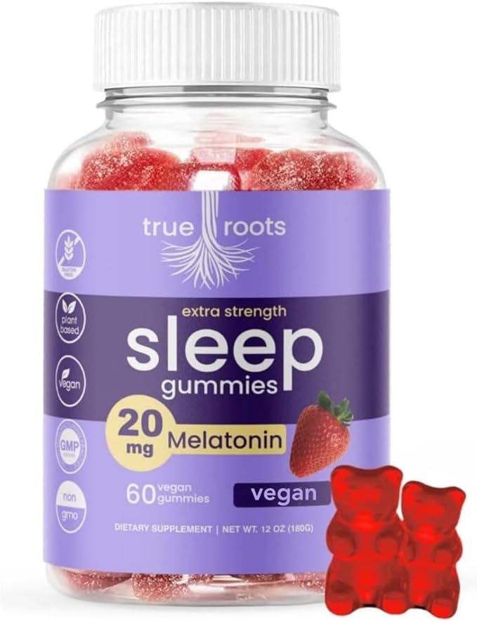 Sleep Gummies 20mg Melatonin | May Help Falling Asleep Faster &amp Staying Asleep Longer | with GABA Valerian Lemon Balm and Melatonin | Sugar Free Vegan 60 ct