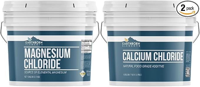 Earthborn Elements Calcium Chloride &amp Magnesium Chloride Bundle (1 Gallon Each) Pure &amp Undiluted Home &amp Pantry Additives