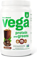 Vega Protein and Greens Protein Powder Chocolate (19 Servings) - 20g Plant Based Protein Plus Veggies Vegan Non GMO Pea Protein for Women and Men 1.4lb (Packaging May Vary) (Pack of 1)