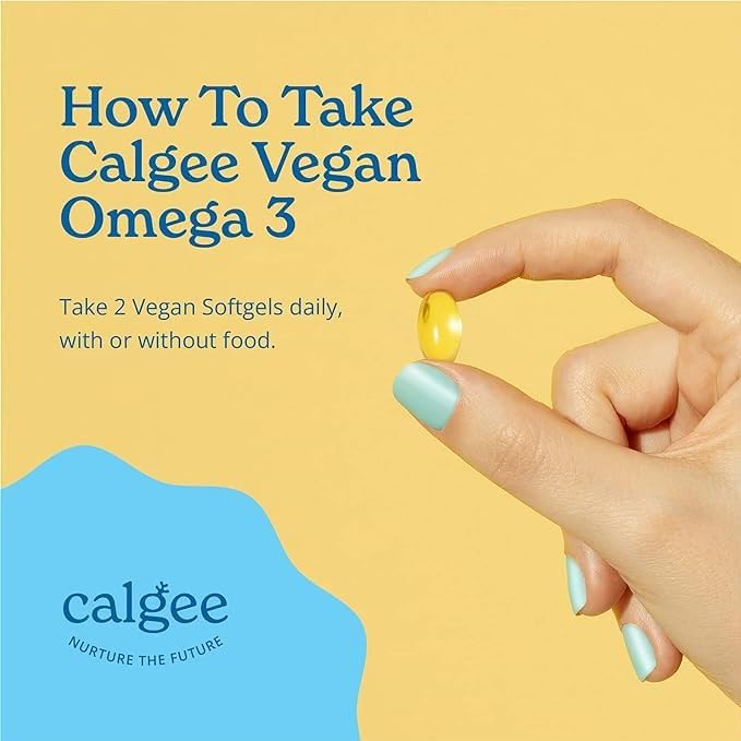 Calgee Vegan Omega 3-450mg DHA &amp EPA Fatty Acids - Sustainable Algae Oil - Plant-Based Fish Oil Alternative - Carrageenan-Free Softgels (60 Ct)