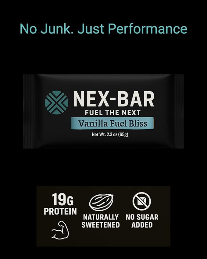 NEX-BAR Vanilla Fuel Bliss Protein Bars - 8 Pack (19G Protein) No Added Sugar No Artificial Sweeteners