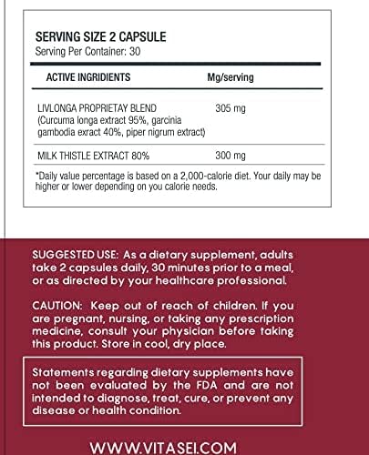 VITASEI Liver Cleanse Detox &amp Repair Liver Complex W/Milk Thistle Extract Garcinia Curcumin C3 Support Herbal Supplement Detox Formula for Women &amp Men 60 Capsule (Pack of 3)