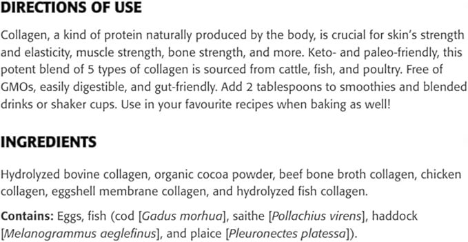 NEW ROOTS HERBAL Multi 5 Coco Collagen Powder Supplement (Types I II III V and X) Hydrolyzed Collagen - Dairy &amp Gluten Free - 12g per Serving - Chocolate Flavor 7.05 oz