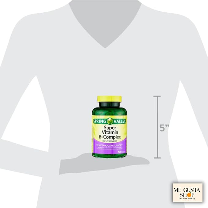Spring Valley Super Vitamin B Complex Tablets Dietary Supplement 250 Count Pack of 02 + me Gusta Sticker