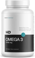 HD MUSCLE HealthHD Omega-3 Fish Oil | 1700mg Ultra High Potency Omega-3 Triglyceride | DHA &amp EPA | Heart Health Support | 60 Servings / 120 Softgels