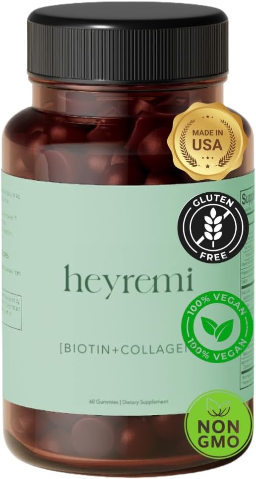Advanced Biotin + Collagen Gummies – Supports Hair Growth Skin Elasticity and Nail Strength – Natural Berry Flavor – Non-GMO Gluten-Free 60 Rapid Release Gummies