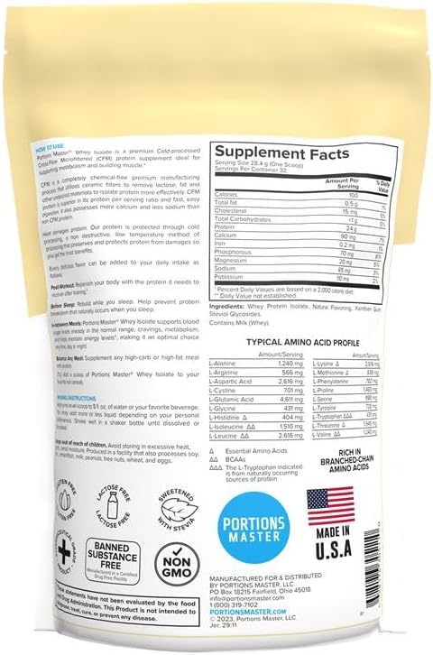 Portions Master CFM Whey Isolate Protein Powder 2-Pack – Vanilla Ice Cream &amp Strawberries and Cream Flavors