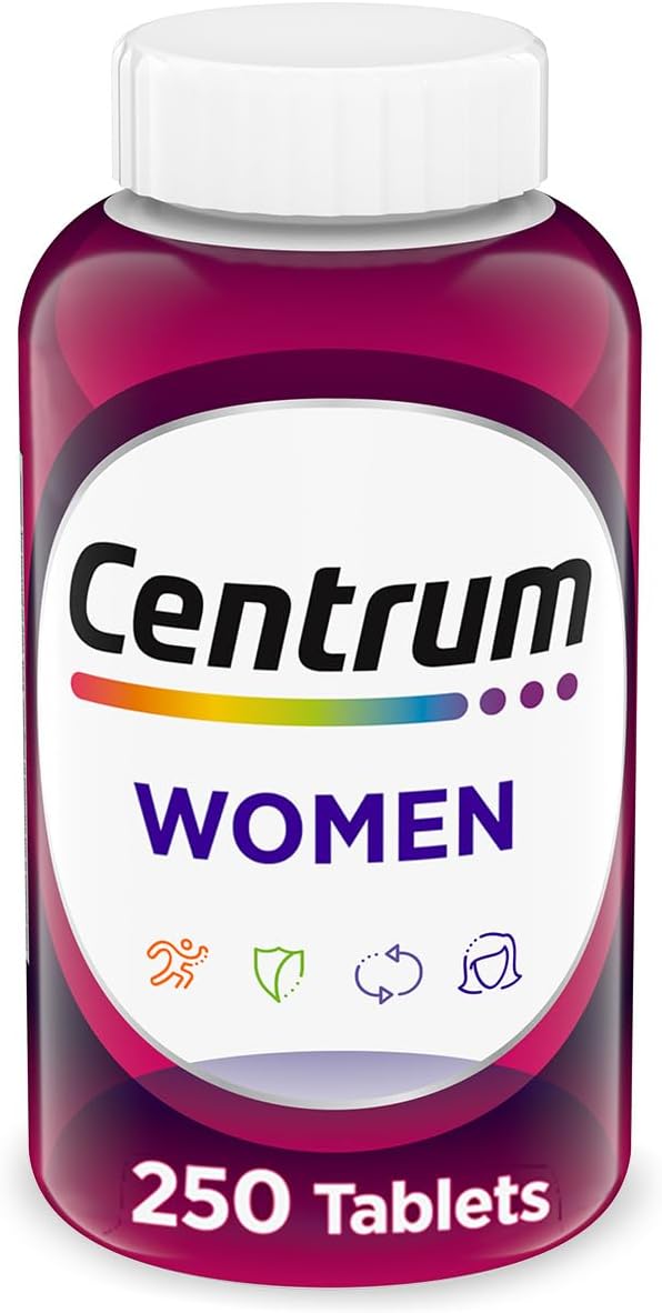 Centrum Multivitamin for Women Multimineral Supplement with Iron Vitamin D3 B Vitamins and Antioxidant Vitamins C and E Gluten Free Non-GMO Ingredients - 250 Count