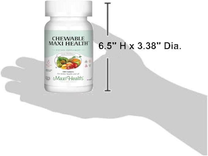 Maxi Health Chewable Multivitamin for Kids Teens and Adults - Cherry Chewable Vitamins for Adults &amp Children - Kosher Kids Multivitamin + Iron (180 Tablets)
