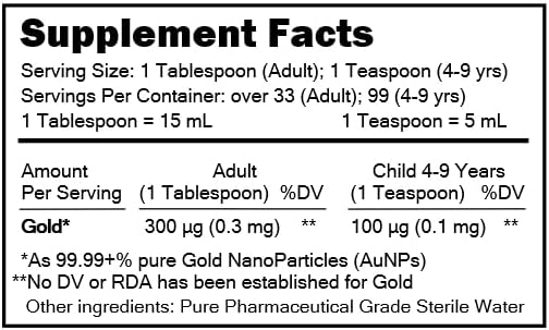 MediGOLD® Brain Booster True Colloidal Gold AuNP Nutritional Supplement - 500 mL in Clear Glass Bottle