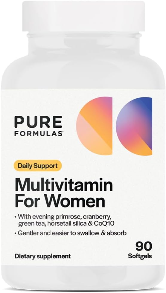 PureFormulas Women's Multivitamin for Women's Daily Wellness Energy and Vitality with Evening Primrose Cranberry Green Tea Horsetail Silica and CoQ10-30 Servings