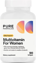 PureFormulas Women's Multivitamin for Women's Daily Wellness Energy and Vitality with Evening Primrose Cranberry Green Tea Horsetail Silica and CoQ10-30 Servings