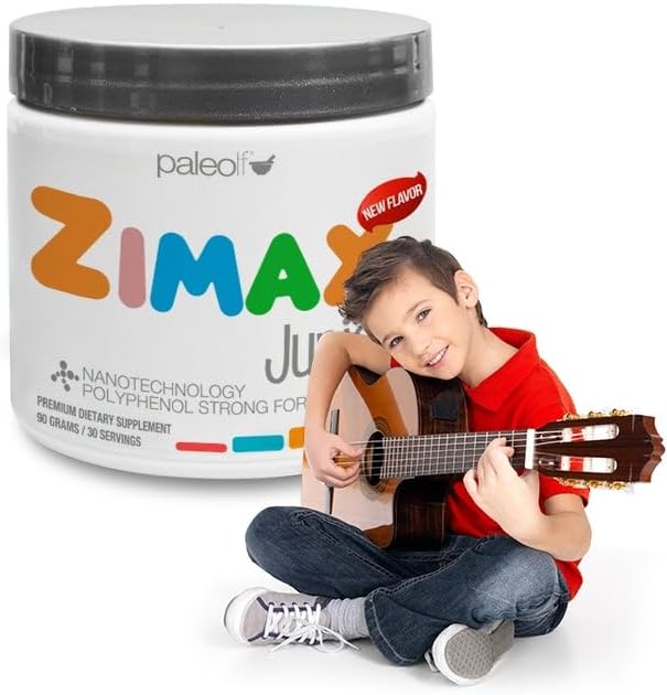 ZIMAX Junior Super ANTIOXIDANT for Children and Adolescents Between 4 and 16 Years - 100% Natural with Vitamin c Magnesium and Vitamin d3 - High Absorption Curcumin Ginger + Minerals