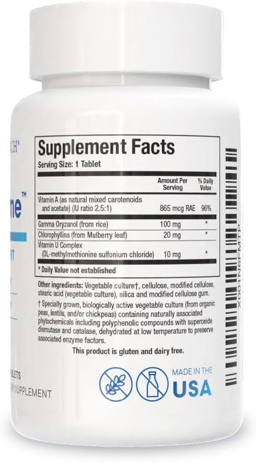 Biotics Research Gastrazyme™ Digestive Support - Supplies Vitamin U Complex Chlorophyllins Gamma Oryzanol (from Rice) Supplement Supports Gastrointestinal Health &amp Gut Lining - 90 Tablets