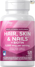 Rite Aid Hair Skin &amp Nails Caplets 5000mcg of Biotin 120 Count Support Healthy and Strong Hair Skin &amp Nail Growth with Vitamin B