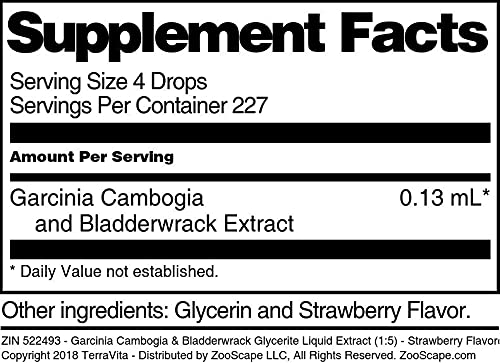 Garcinia Cambogia &amp Bladderwrack Glycerite Liquid Extract (1:5) - Strawberry Flavored (1 oz ZIN: 522493) - 3 Pack
