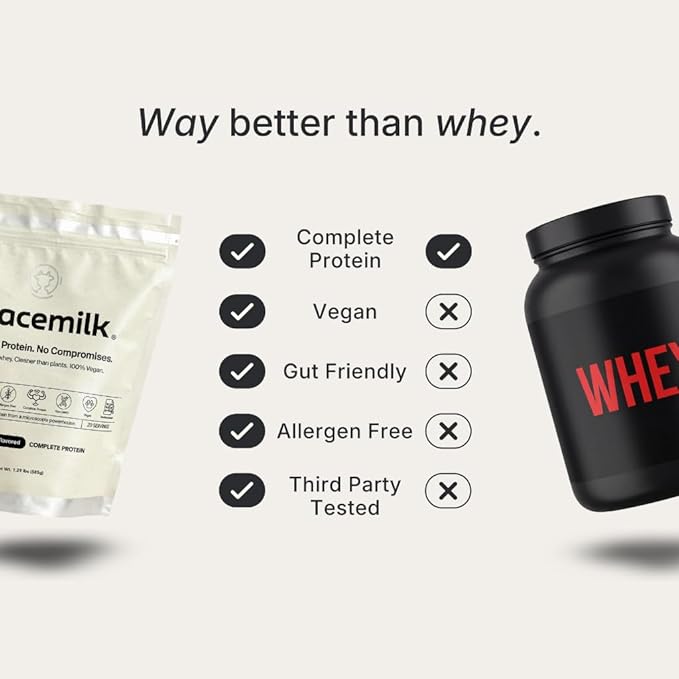 Spacemilk Premium Vanilla Protein Powder Vegan 4.24g BCAAs Non-GMO Gluten Free (1.29 lbs)