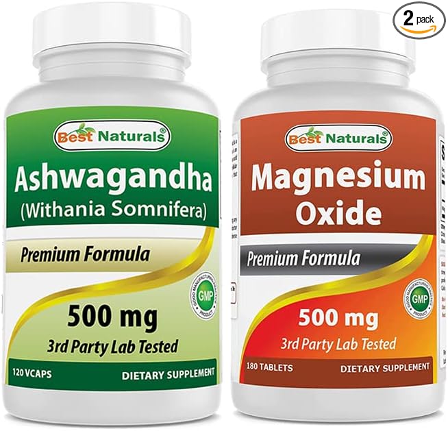 Best Naturals Ashwagandha Extract 500 Mg &amp Magnesium Oxide 500 mg