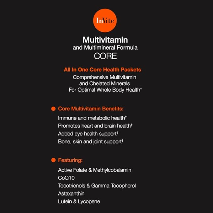 Invite Health Core Multivitamin - Supplies Essential Vitamins and Minerals in Highly-Absorbable Form to Support Overall Health - 30 Day Supply