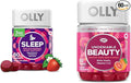 OLLY Sleep Gummy Occasional Sleep Support Strawberry 60 Count Undeniable Beauty Gummy for Hair Skin Nails Grapefruit 60 Count