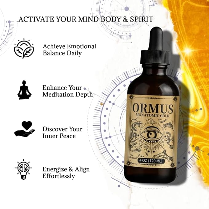 ORMUS Gold Oil PINEAL Gland - Liquid Gold Organic Enhance Cellular Health Increased Energy &amp Vital Force Cleanse Your pineal Gland | 4oz