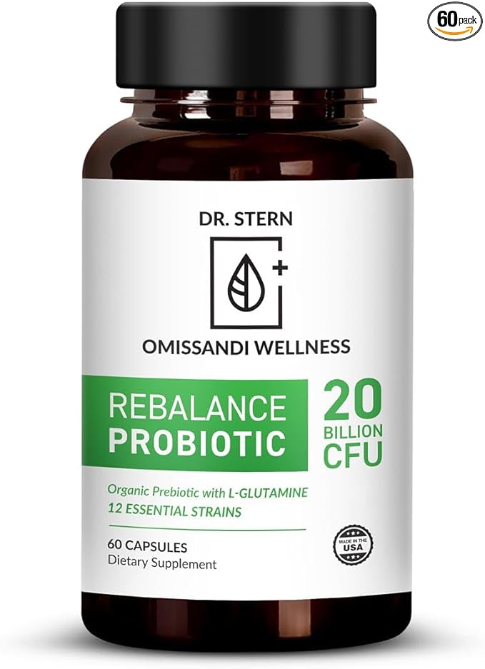 OMISSANDI-WELLNESS Rebalance Probiotic Supplement - Dr. Ian Stern Formulated - for Superior Digestion &amp Immunity - W/ Organic Prebiotic &amp L-Glutamine - 20 Billion CFU - 60 Caps