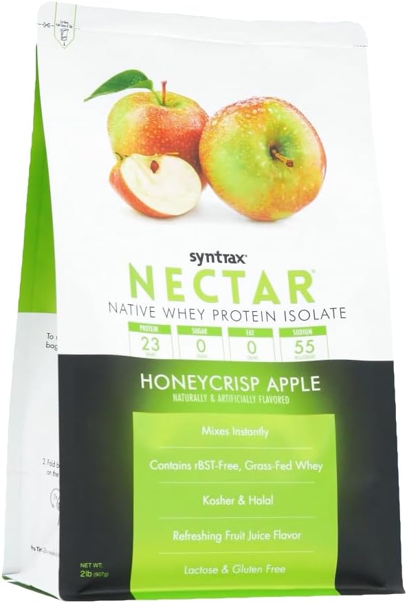 Syntrax Nutrition Nectar 100% Whey Protein Isolate Powder Refreshing Fruit Flavor Honeycrisp Apple 2 lbs