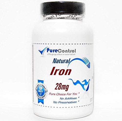 Natural Iron 28mg // 200 Capsules // Pure // by PureControl Supplements