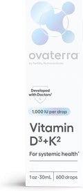 Ovaterra Vitamin D3 &amp K2 Liquid Drop Supplement 1000 IU Vitamin D3 (Cholecalciferol) with Natural Lemon Flavor That Supports Bone Immune &amp Wellness Health 600 Drops - 10 Month Supply