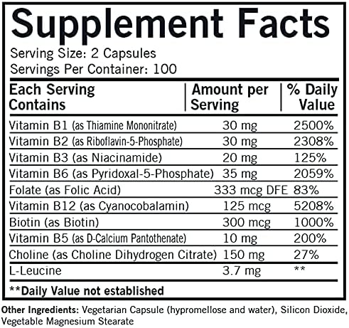 Kirkman B-Complex with CoEnzymes R5P &amp P5P - Hypoallergenic - 200 Vegetarian Capsules