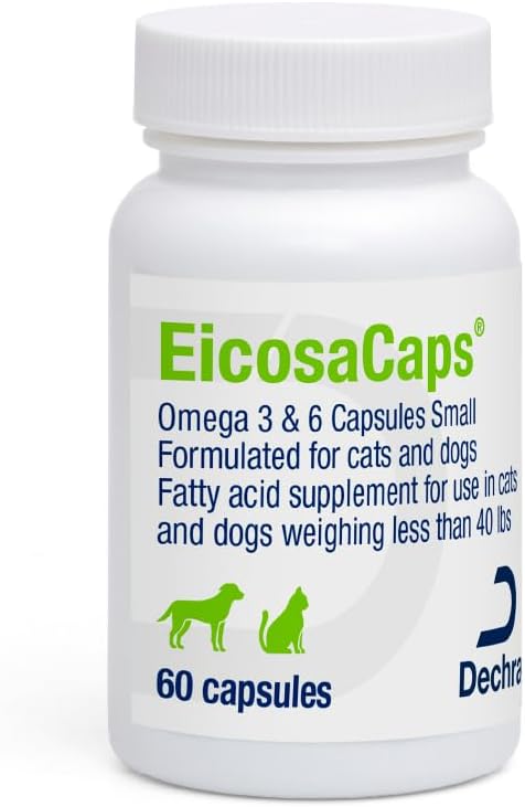 EicosaCaps Omega 3 &amp 6 for Dogs and Cats Under 40 lbs 60 Capsules