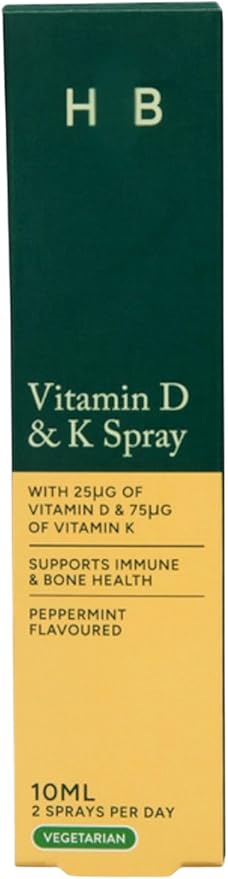 H and B Vitamins B K2 and VIT D Spray Peppermint Flavour 10ml (0.34 oz)just Spray to Body