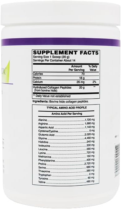 BariatricPal Collagen Peptides Powder (Unflavored Hydrolyzed Type 1 &amp 3 Grass Fed) - Skin Hair Nail &amp Joint Support (14 Servings) 9.88 oz.