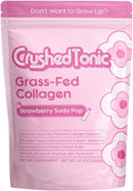 Crushed Tonic Korean Beauty Collagen Powder | Hydrolyzed Bovine Collagen Peptides for Skin Hair &amp Nails | K-Beauty Drink | Gluten-Free Halal &amp Kosher (Strawberry Soda 30 Servings (150 g) P